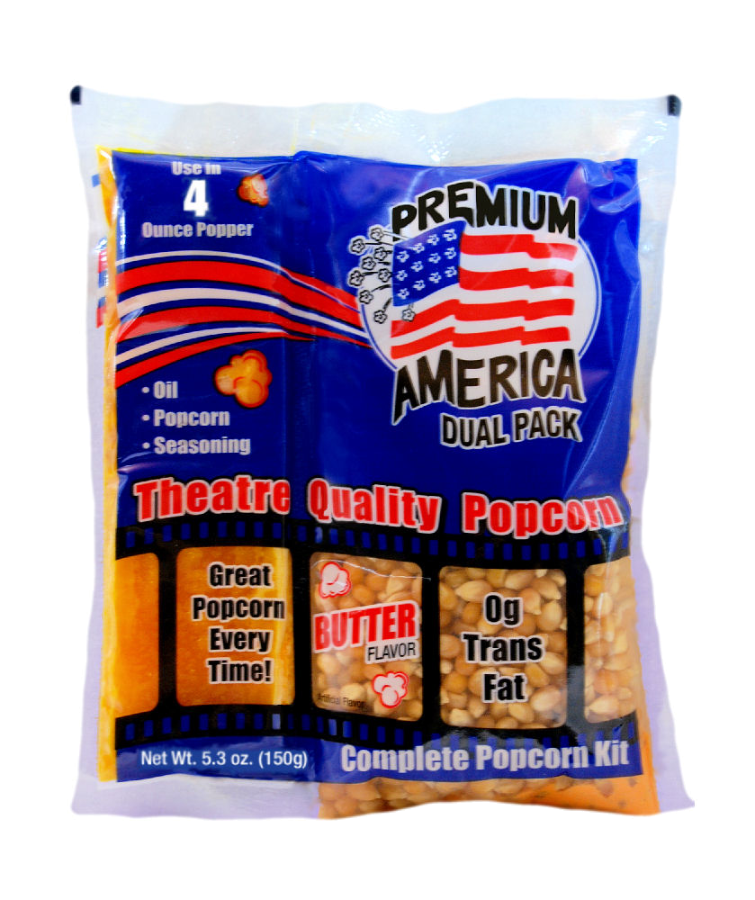 Great Western Premium American Dual Pack Theatre Quality Popcorn Kit Coconut-5.3 oz.-48/Case