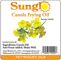 Sunglo Canola Frying Oil-1 Each-1/Case