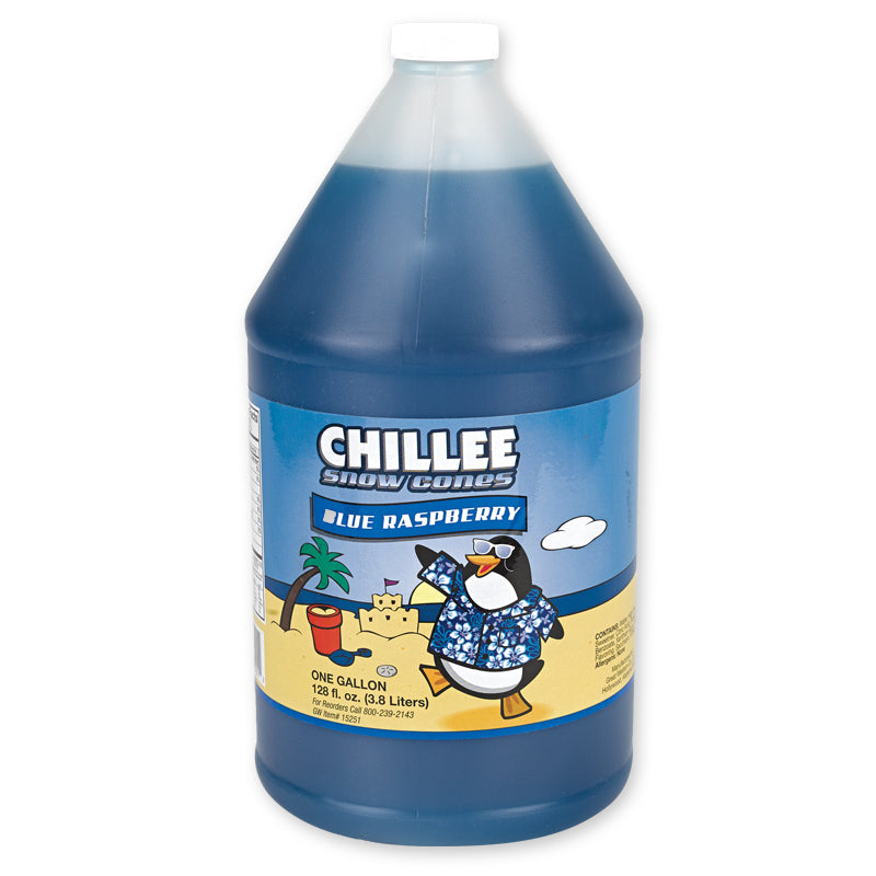 Chillee Snow Cone Syrup Blue Raspberry-1 Gallon-4/Case