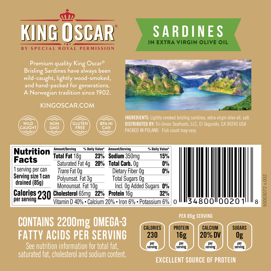 King Oscar Sardines In Olive Oil-3.75 oz.-12/Case