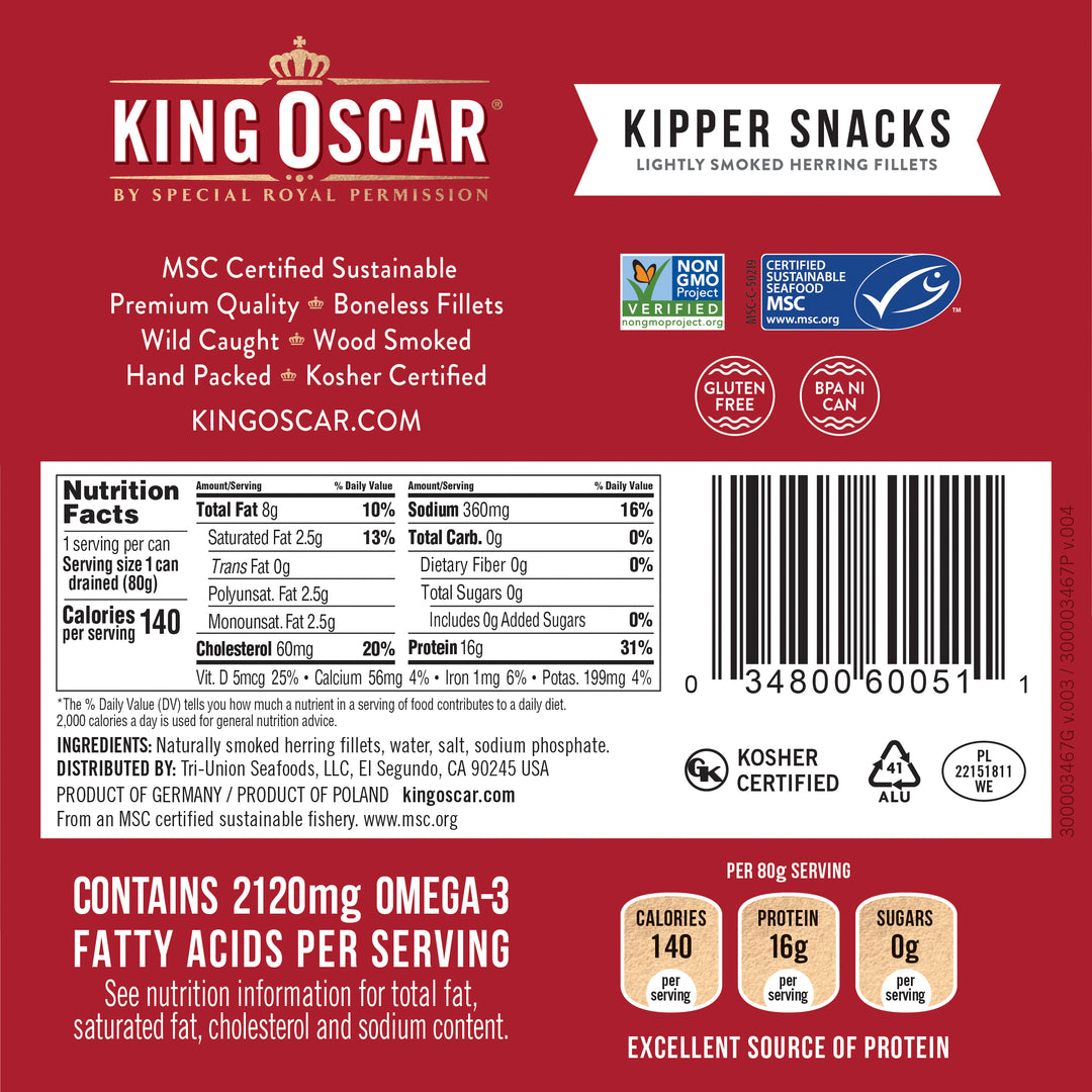 King Oscar Kipper Snacks-3.54 oz.-12/Case