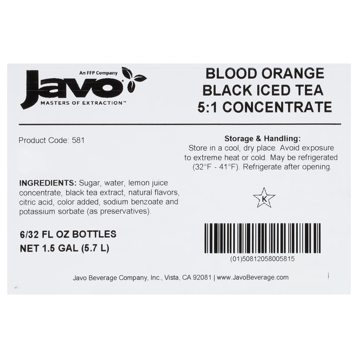 Javo Blood Orange Black Tea-32 fl. oz.-6/Case