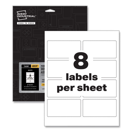 Permatrack Destructible Asset Tag Labels, Laser Printers, 2 X 3.75, White, 8/sheet, 8 Sheets/pack