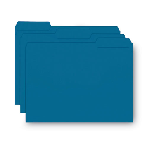 Interior File Folders, 1/3-cut Tabs: Assorted, Letter Size, 0.75" Expansion, Sky Blue, 100/box