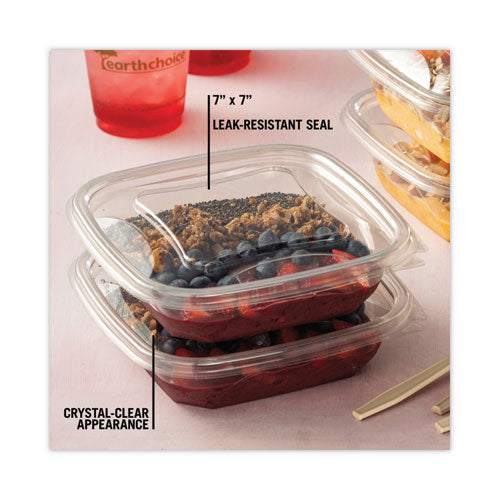 Earthchoice Square Recycled Bowl Flat Lid, 7.38 X 7.38 X 0.26, Clear, Plastic, 300/carton