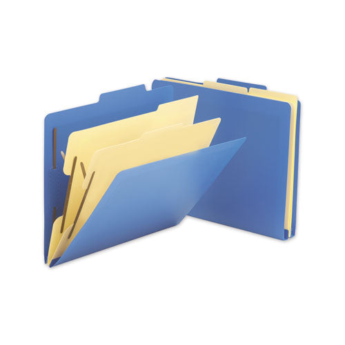 Six-section Poly Classification Folders, 2" Expansion, 2 Dividers, 6 Fasteners, Letter Size, Blue Exterior, 10/box