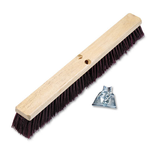 Floor Brush Head, 3" Maroon Heavy-duty Polypropylene Bristles, 18" Brush