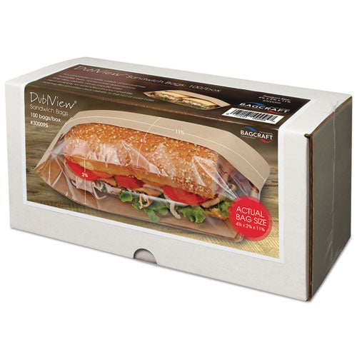 Dubl View Sandwich Bags, 2.35 Mil, 9.5" X 2.75", Natural Brown, 500/carton