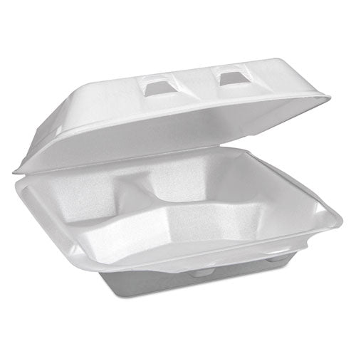 Foam Hinged Lid Container, Single Tab Lock #205 Utility, 9.19 X 6.5 X 2.75, White, 150/carton