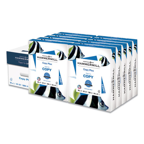 Copy Plus Print Paper, 92 Bright, 20 Lb Bond Weight, 8.5 X 11, White, 500 Sheets/ream, 10 Reams/carton, 40 Cartons/pallet