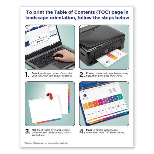 Customizable Toc Ready Index Multicolor Tab Dividers, Uncollated, 10-tab, 1 To 10, 11 X 8.5, White, 24 Sets