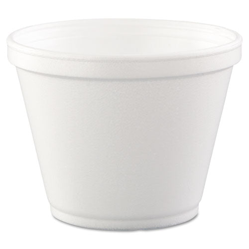 Food Containers, Squat, 8 Oz, White, Foam, 1,000/carton