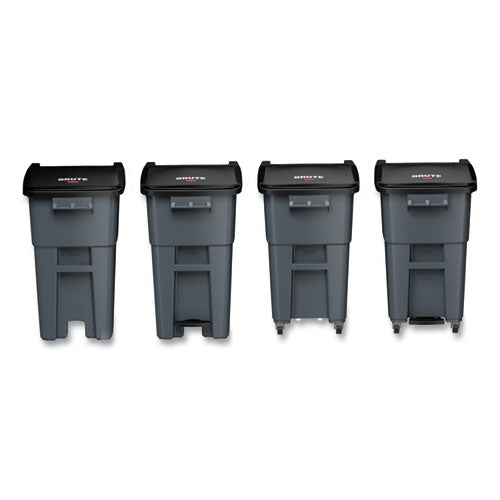 Square Brute Rollout Container, 50 Gal, Molded Plastic, Gray