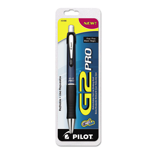 G2 Pro Gel Pen, Retractable, Fine 0.7 Mm, Black Ink, Blue Barrel