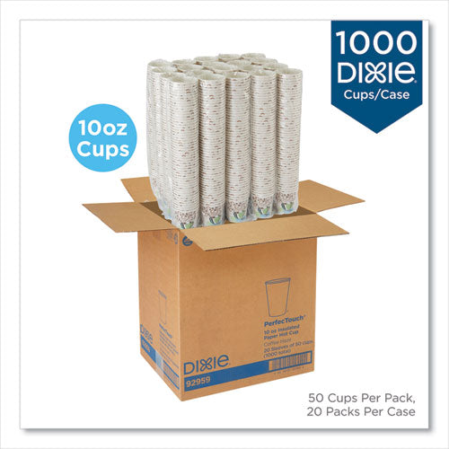 Dixie Perfectouch Paper Hot Cups 10 Oz Coffee Haze Design 50 Sleeve 20 Sleeves/Case