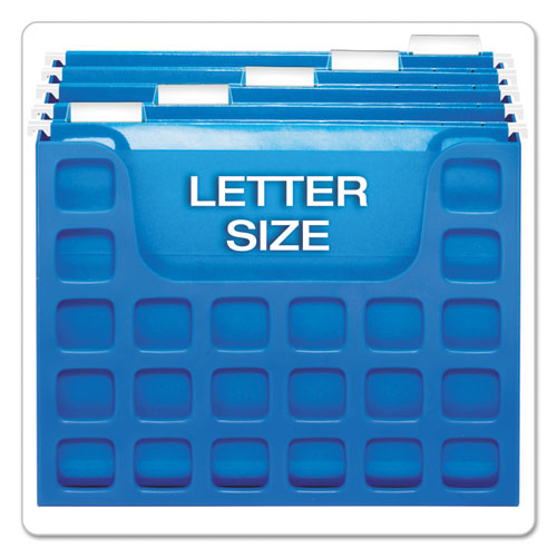 Desktop File With Hanging Folders, Letter Size, 6" Long, Blue