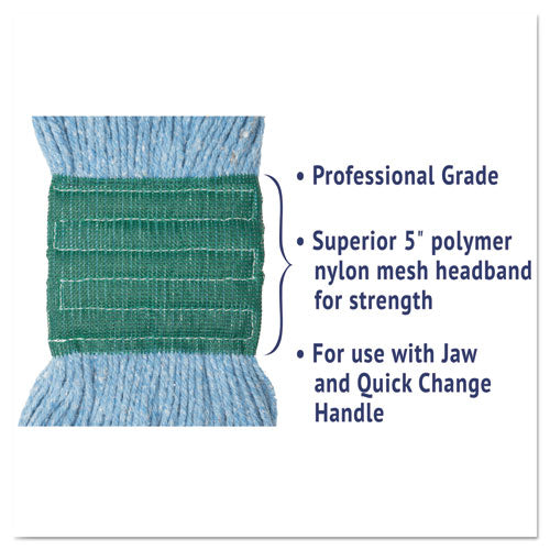 Super Loop Wet Mop Head, Cotton/synthetic Fiber, 5" Headband, Medium Size, Blue