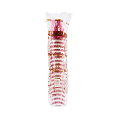 Paper Hot Drink Cups In Bistro Design, 8 Oz, Maroon, 50/pack