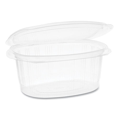 Earthchoice Recycled Pet Hinged Container, 16 Oz, 4.92 X 5.87 X 2.48, Clear, Plastic, 200/carton