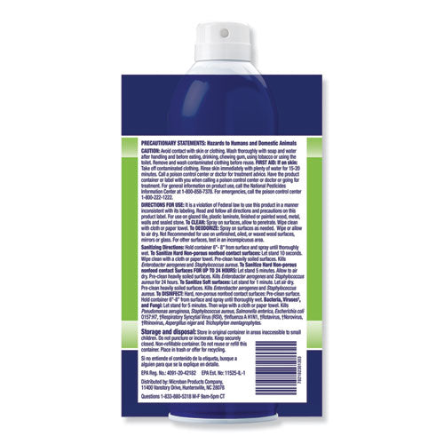Microban 24-hour Disinfectant Sanitizing Spray Citrus 15 Oz Aerosol Spray 6/Case