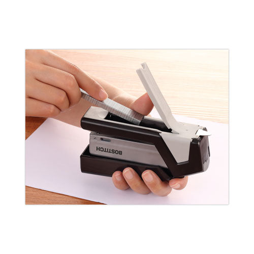 Injoy Spring-powered Compact Stapler, 20-sheet Capacity, Black