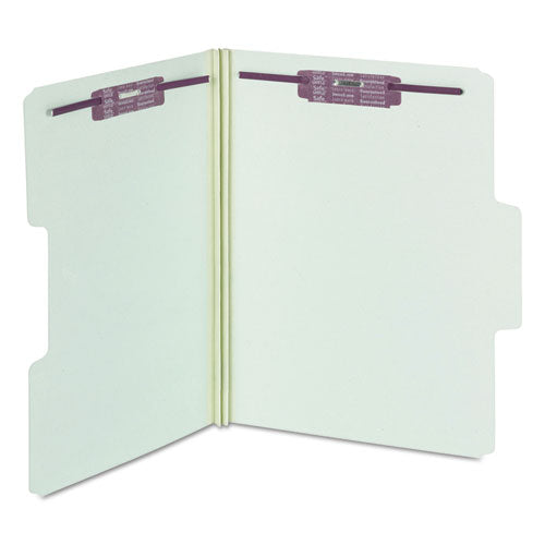 Supertab Pressboard Fastener Folders With Two Safeshield Fasteners, 2" Expansion, Letter Size, Gray-green, 25/box