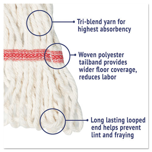 Boardwalk Super Loop Wet Mop Head Cotton/synthetic Fiber 5" Headband Large Size White