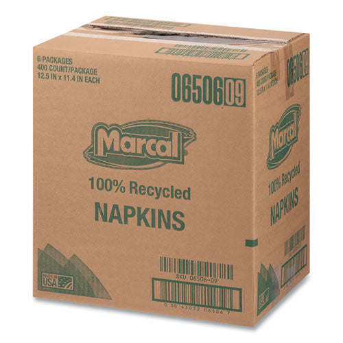 100% Recycled Luncheon Napkins, 11.4 X 12.5, White, 400/pack, 6pk/ct