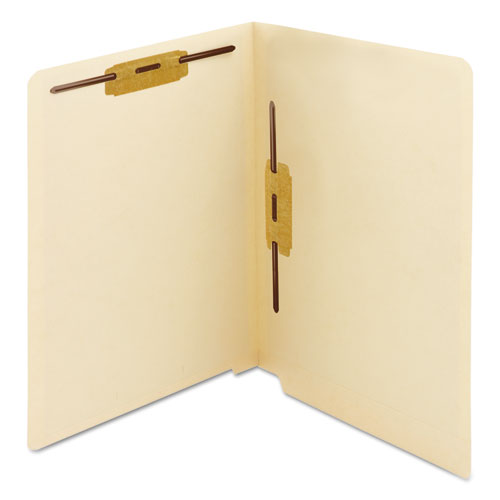 End Tab Fastener Folders With Reinforced Straight Tabs, 11-pt Manila, 2 Fasteners: Top/side, Letter Size, Manila, 50/box