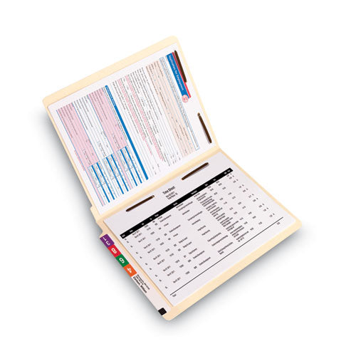 End Tab Fastener Folders With Reinforced Straight Tabs, 11-pt Manila, 2 Fasteners: Top/side, Letter Size, Manila, 50/box