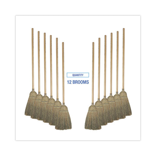 Warehouse Broom, Corn Fiber Bristles, 56" Overall Length, Natural, 12/carton