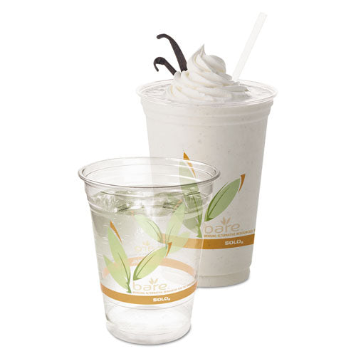 Bare Eco-forward Rpet Cold Cups, 16 Oz To 18 Oz, Leaf Design, Clear, 50/pack, 20 Packs/carton