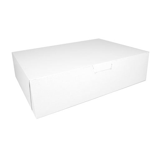 White One-piece Non-window Bakery Boxes, 1/4-sheet Cake Box, 14 X 10 X 4, White, Paper, 100/carton