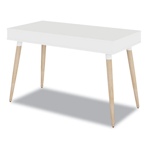 Scandinavian Writing Desk, 47.24" X 23.62" X 29.53", White/beigewood