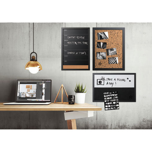 Black/white Message Board Set: (1) Bulletin, (1) Bulletin/chalk Planner, (1) Bulletin/dry Erase, Assorted Sizes, Black Frames