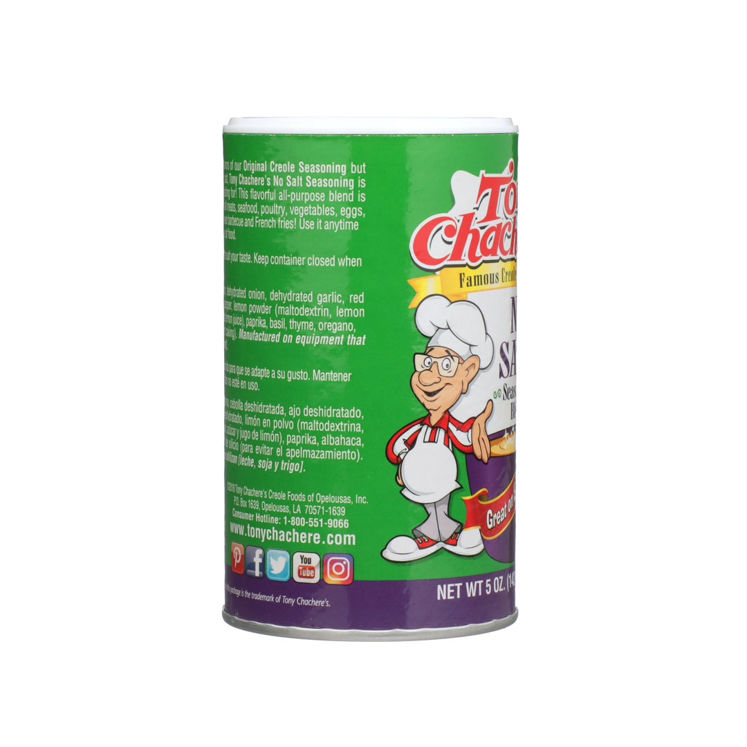 Tony Chachere's Creole Foods No Salt Seasoning-5 oz.-6/Case