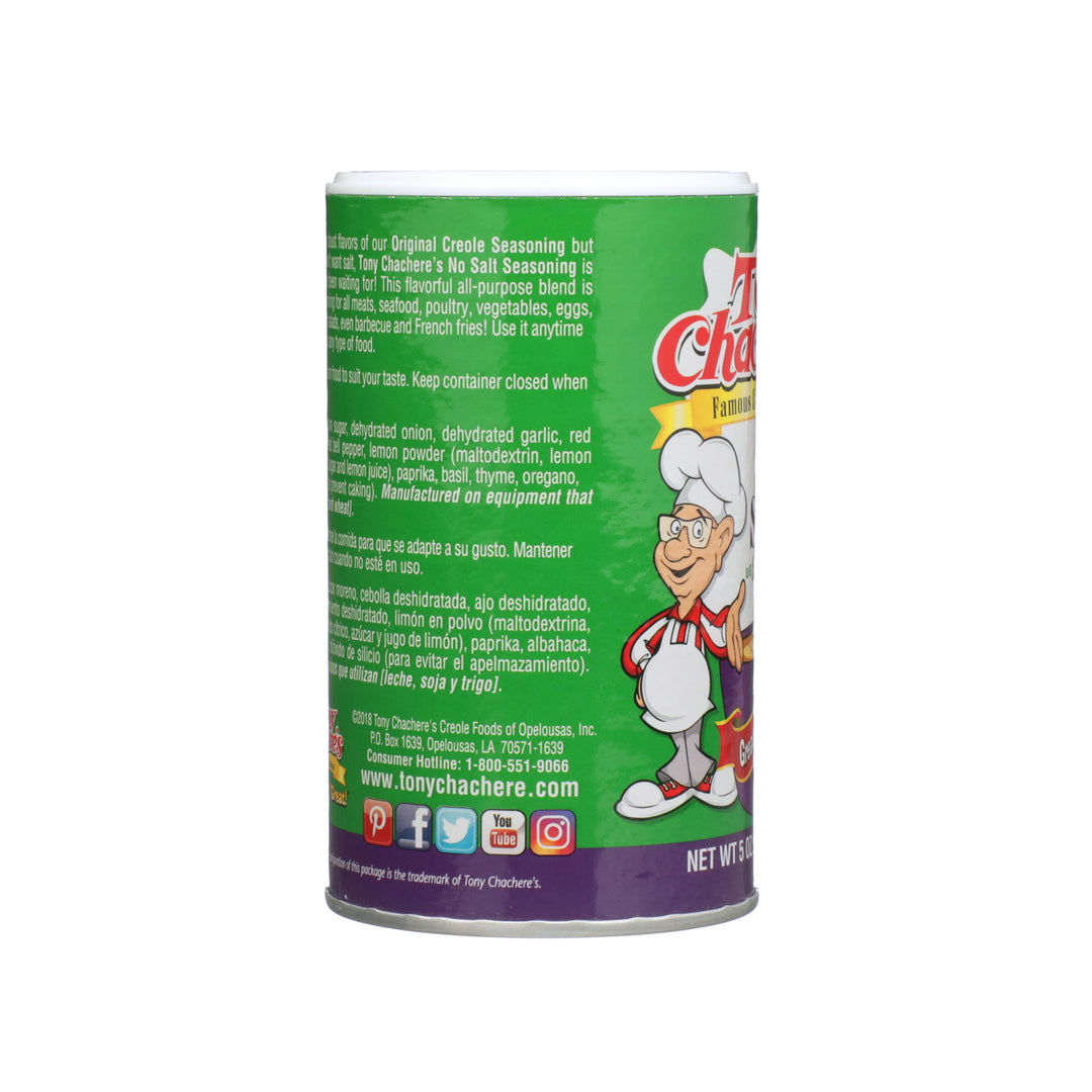 Tony Chachere's Creole Foods No Salt Seasoning-5 oz.-6/Case