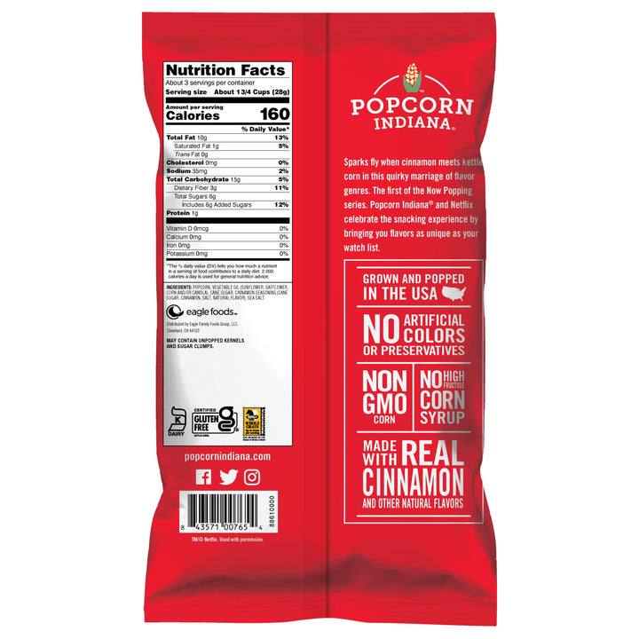 Popcorn Indiana Swoonworthy Cinnamon Kettle Popcorn-3 oz.-6/Case