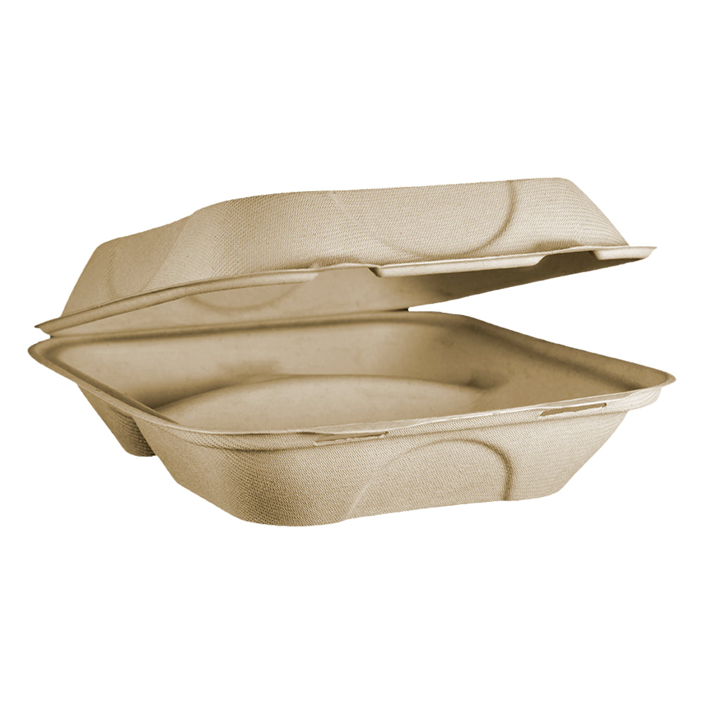 World Centric 8X8 Fiber 3 Compt. Clam-50 Each-6/Case