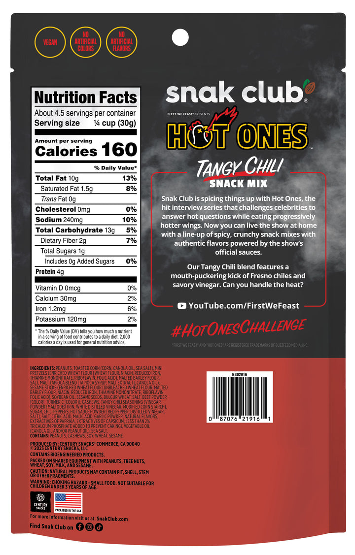Snak Club Hot Ones Tangy Chili Snack Mix-4.5 oz.-6/Case