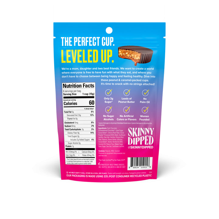 Skinny Dipped Dark Chocolate Caramel Peanut Paradise Cups-3.17 oz.-10/Case