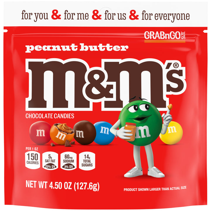 M&M's Peanut Butter Stand Up Pouch-4.5 oz.-8/Case