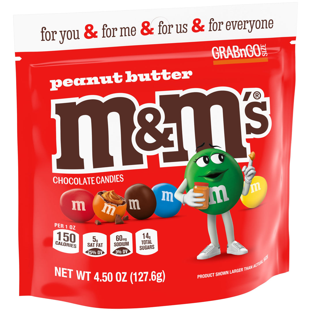 M&M's Peanut Butter Stand Up Pouch-4.5 oz.-8/Case