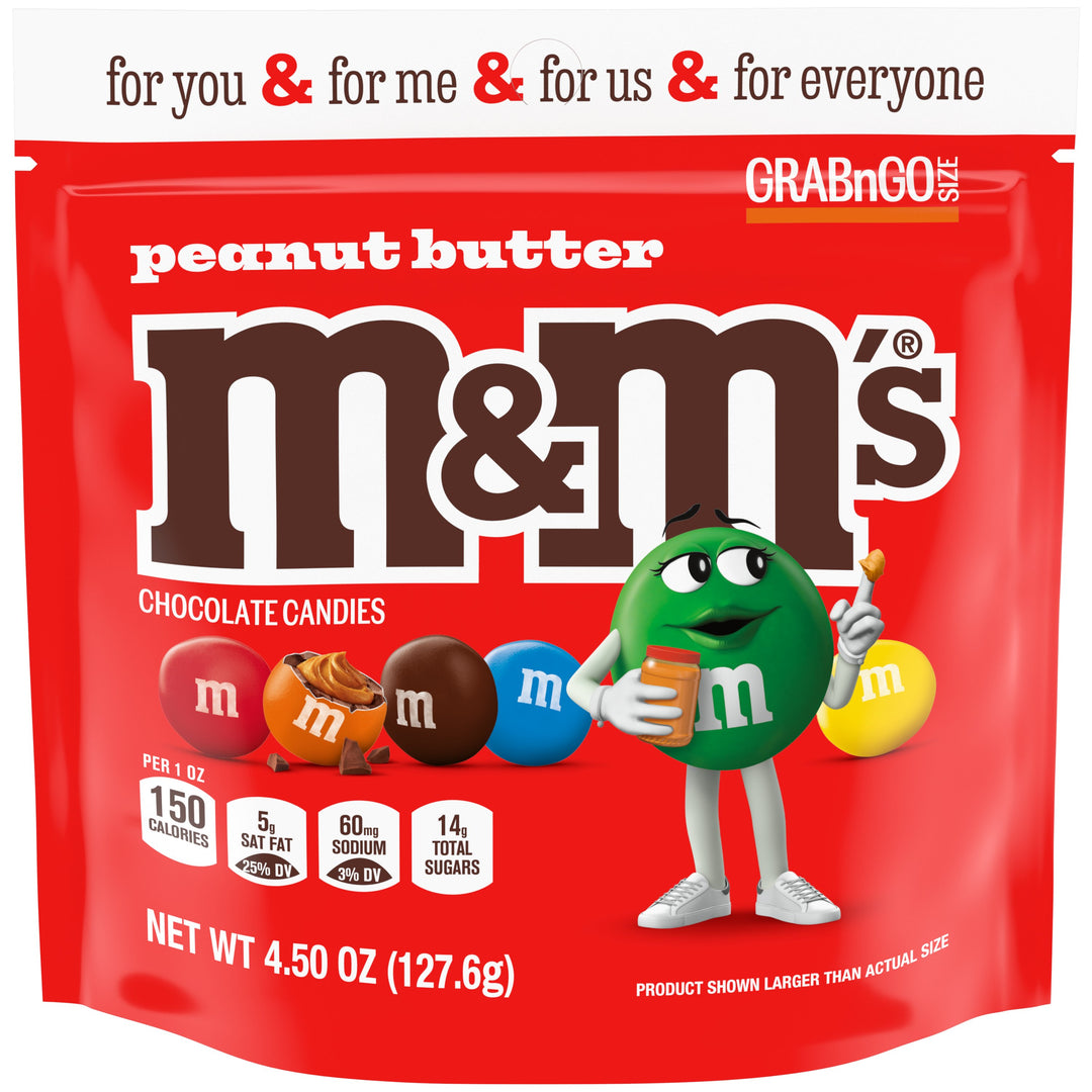 M&M's Peanut Butter Stand Up Pouch-4.5 oz.-8/Case