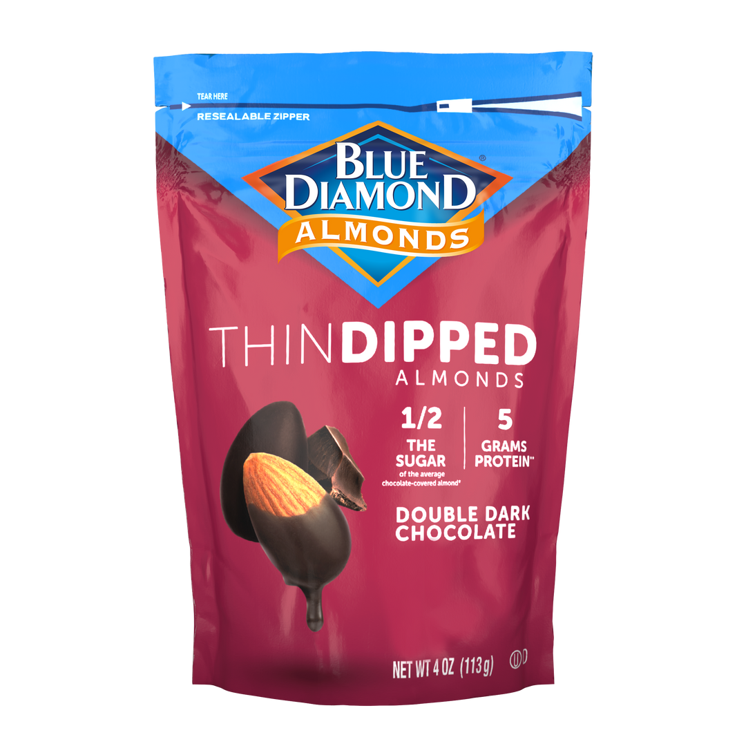 Blue Diamond Thin Dipped Almonds Double Dark Chocolate-4 oz.-8/Case