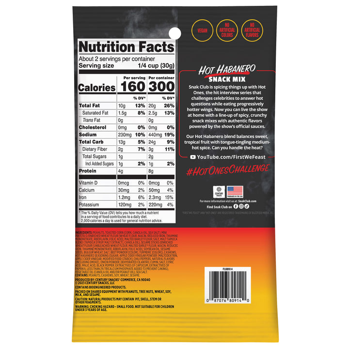 Snak Club Hot Ones Hot Habanero Snack Mix-2 oz.-12/Case
