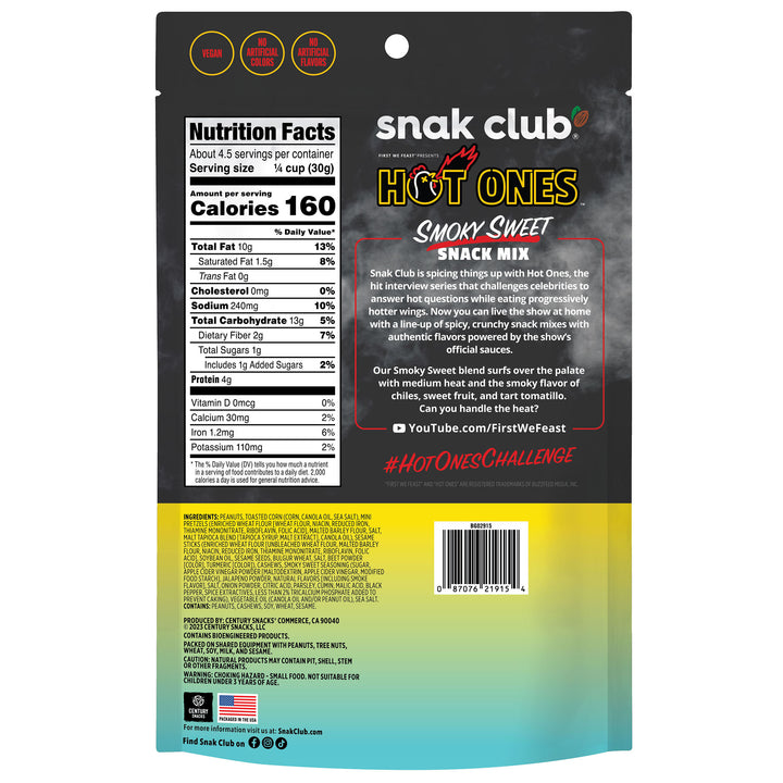 Snak Club Hot Ones Smoky Sweet Snack Mix-4.5 oz.-6/Case