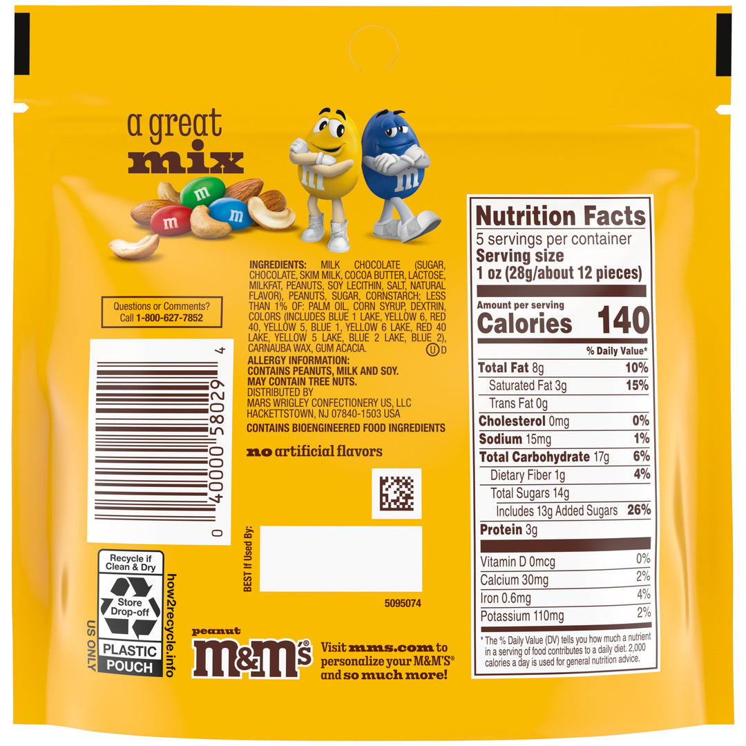 M&M's Peanut Stand Up Pouch-5.002 oz.-12/Case