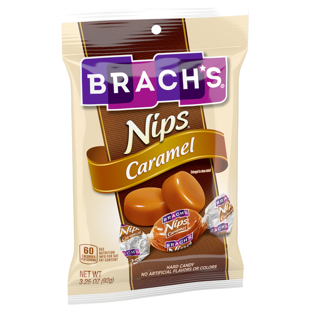 Brachs Caramel Nips Candies Peg-3.25 oz.-12/Case