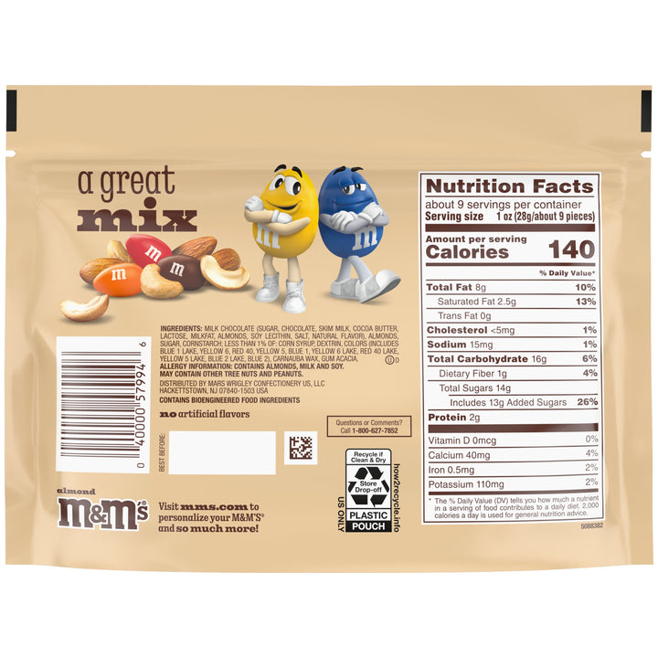 M&M's Almond Stand Up Pouch-8.6 oz.-8/Case